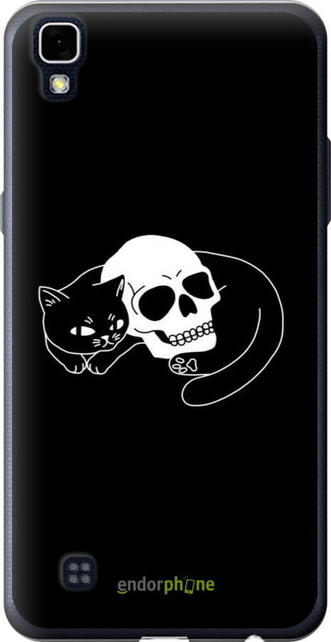 Силиконовый чехол С изображением кота и черепа для LG X Power K220DS - 6491u-398 изображение 