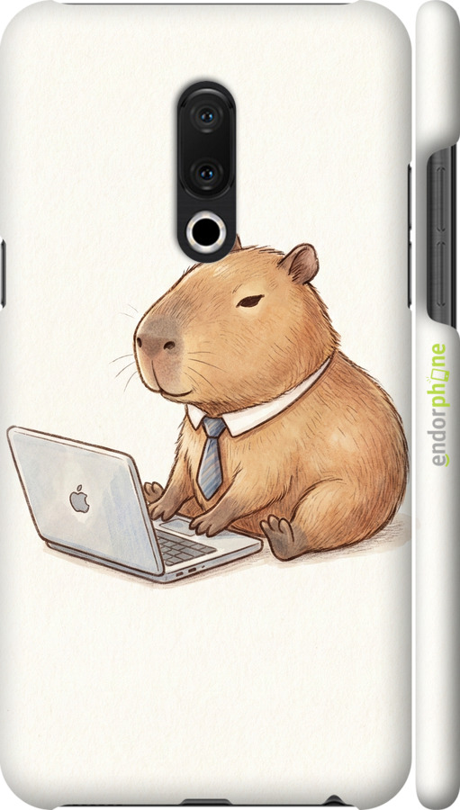 3D пластиковый матовый чехол Funny Capybara CEO Working для Meizu 15 Plus - 6777m-1473 изображение 
