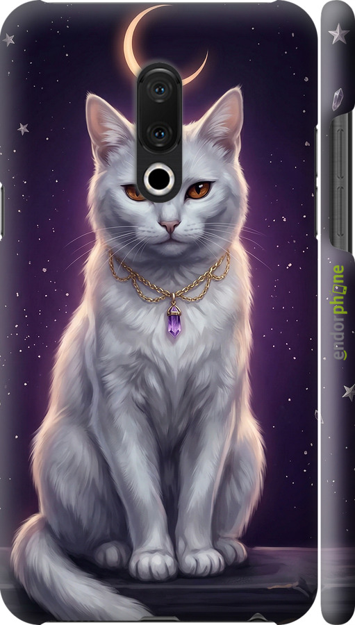 3D пластиковий матовий чехол Mystic White Cat Gothic Dark Purple Gold для Meizu 15 Plus - 6805m-1473 изображение 