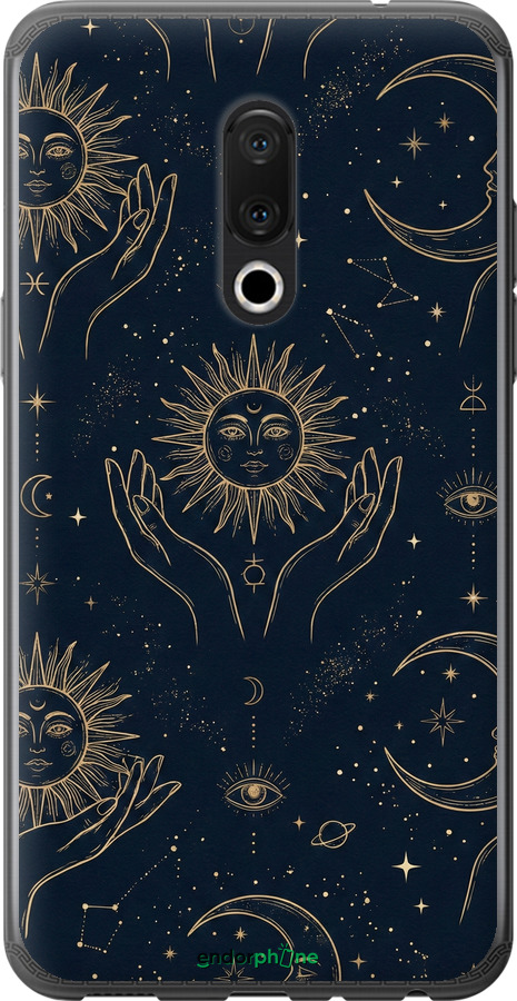 Силіконовий чехол Celestial Harmony: Sun & Moon Gold Mystic Pattern для Meizu 15 Plus - 6778u-1473 изображение 