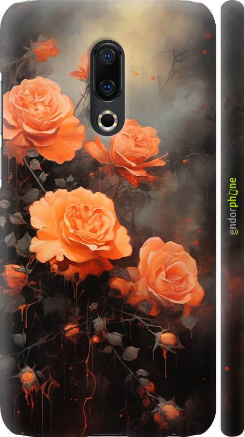3D пластиковый матовый чехол Оранжевые розы для Meizu 16 Plus - 5944m-1566 изображение 
