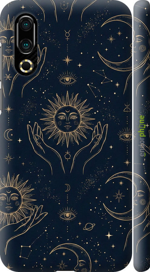 3D пластиковый матовый чехол Celestial Harmony: Sun & Moon Gold Mystic Pattern для Meizu 16S - 6778m-1701 изображение 