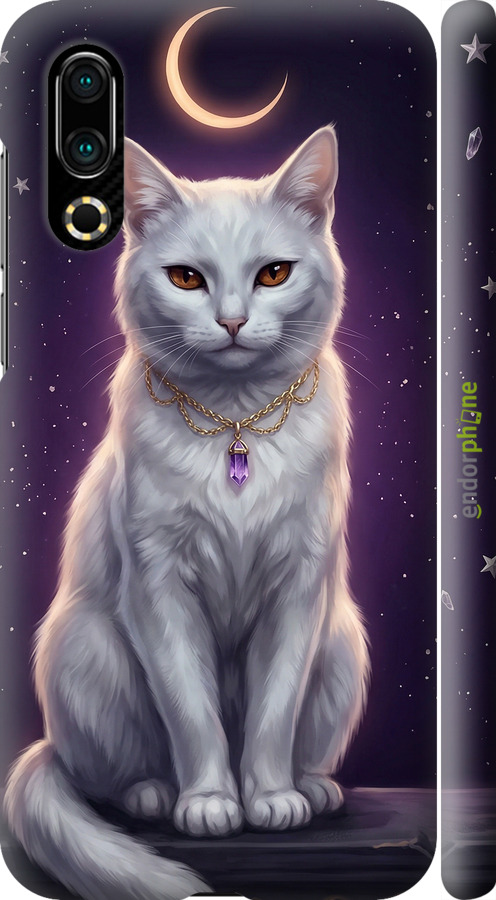 3D пластиковий матовий чехол Mystic White Cat Gothic Dark Purple Gold для Meizu 16S - 6805m-1701 изображение 