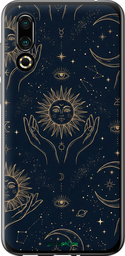 Силиконовый чехол Celestial Harmony: Sun & Moon Gold Mystic Pattern для Meizu 16S - 6778u-1701 изображение 