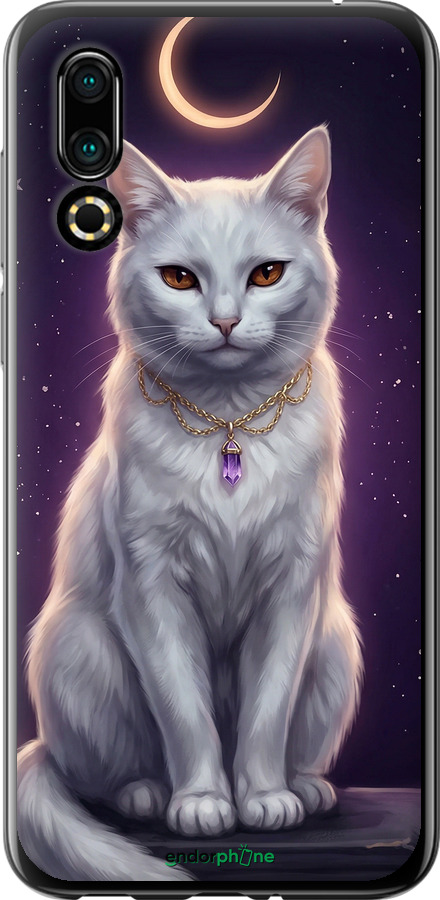 Силиконовый чехол Mystic White Cat Gothic Dark Purple Gold для Meizu 16S - 6805u-1701 изображение 