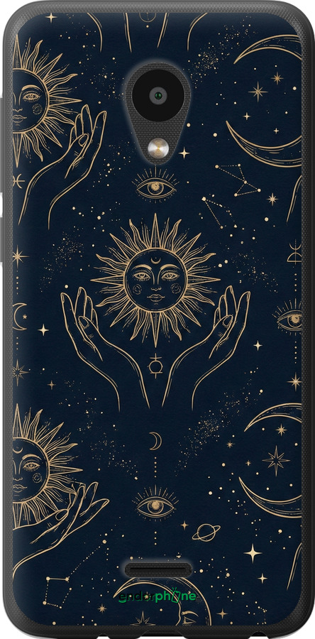 Силиконовый чехол Celestial Harmony: Sun & Moon Gold Mystic Pattern для Meizu C9 - 6778u-1627 изображение 