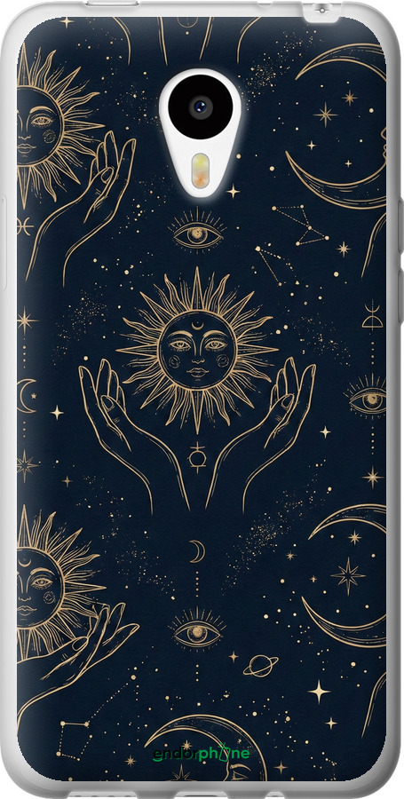 Силиконовый чехол Celestial Harmony: Sun & Moon Gold Mystic Pattern для Meizu M1/M1 mini - 6778u-188 изображение 