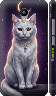 3D пластиковый матовый чехол Mystic White Cat Gothic Dark Purple Gold для Meizu M2 Note - 6805m-94 изображение 