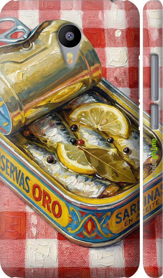 3D пластиковый матовый чехол Vintage Sardine Tin Phone для Meizu M2 Note - 6772m-94 изображение 
