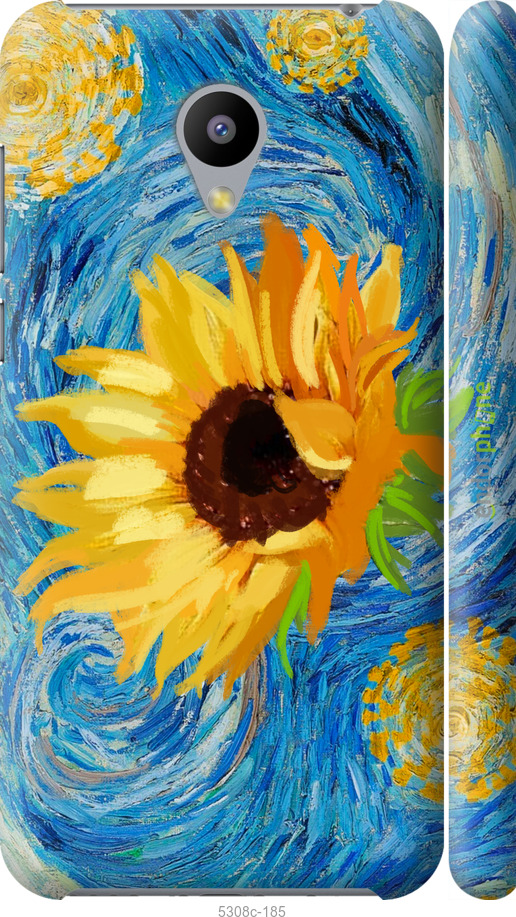 3D пластиковый глянцевый чехол Цветы желто-голубые для Meizu M2 - 5308c-185 изображение 