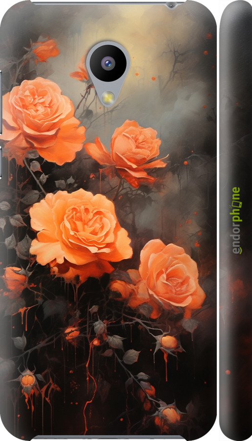3D пластиковый глянцевый чехол Оранжевые розы для Meizu M2 - 5944c-185 изображение 