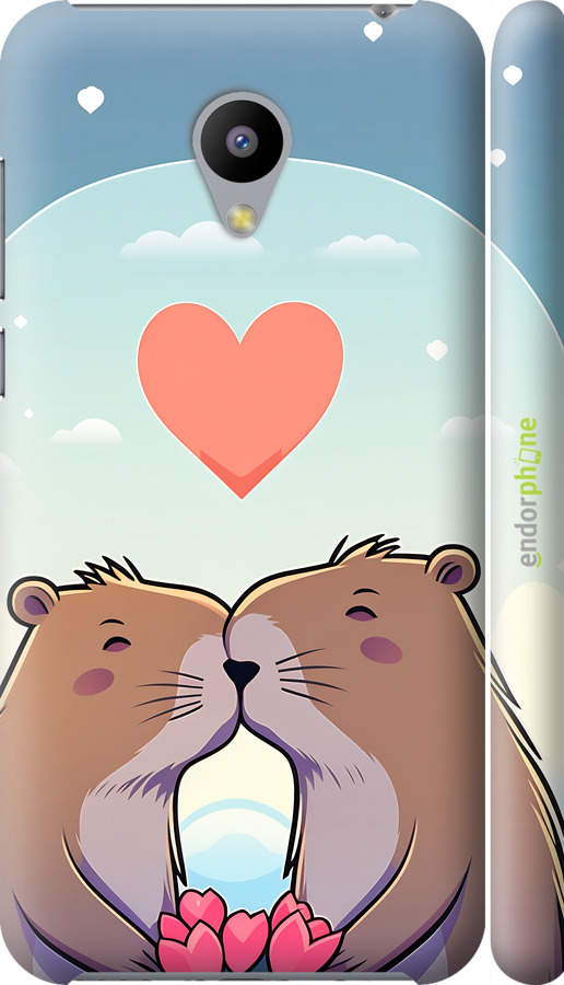 3D пластиковый матовый чехол Капибара любовь для Meizu M2 - 6027m-185 изображение 