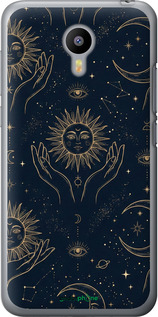 2D пластиковый чехол Celestial Harmony: Sun & Moon Gold Mystic Pattern для Meizu M2 - 6778t-185 изображение 