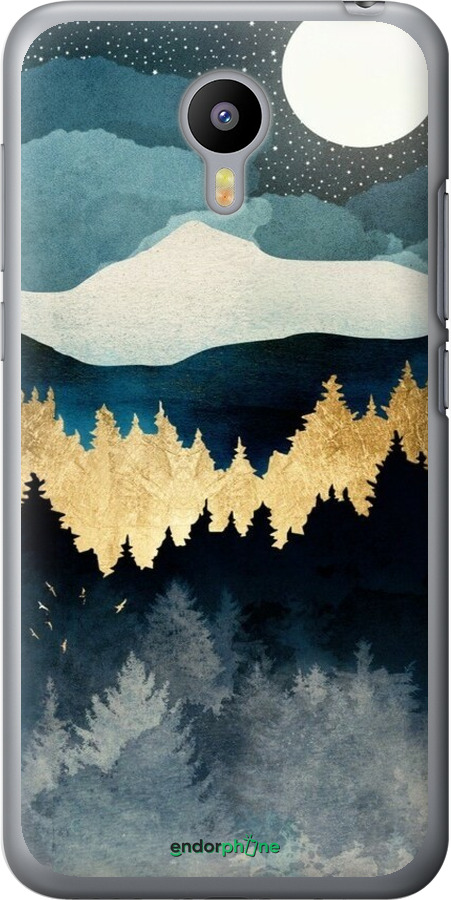 2D пластиковый чехол Ночной пейзаж с лесом и горами для Meizu M2 - 6493t-185 изображение 