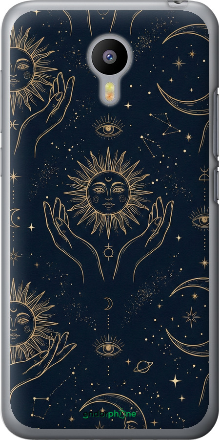 2D пластиковый чехол Celestial Harmony: Sun & Moon Gold Mystic Pattern для Meizu M2 - 6778t-185 изображение 