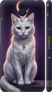 3D пластиковий матовий чехол Mystic White Cat Gothic Dark Purple Gold для Meizu M3 Note - 6805m-256 изображение 