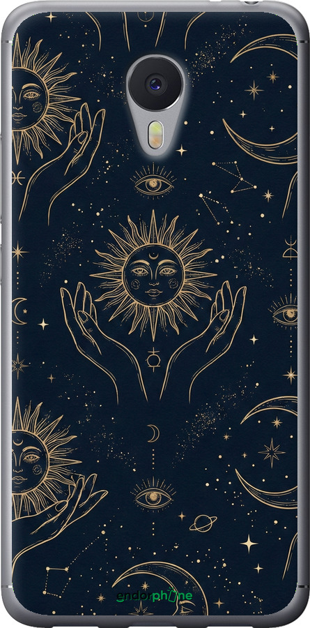 2D пластиковый чехол Celestial Harmony: Sun & Moon Gold Mystic Pattern для Meizu M3 Note - 6778t-256 изображение 