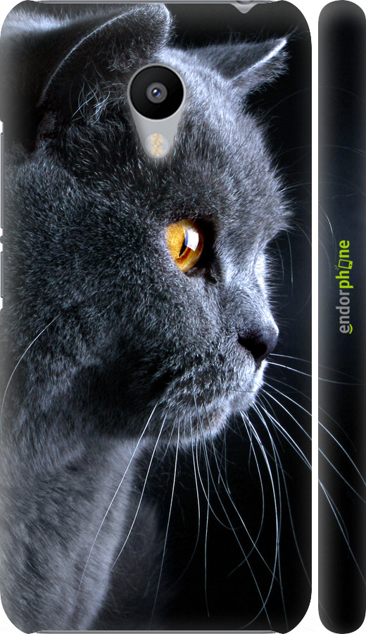 

3D пластиковий матовий чохол "Гарний кіт" для Meizu M3, Чорний