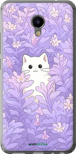 Силіконовий чехол Котик в цветах для Meizu M3e - 6390u-607 изображение 