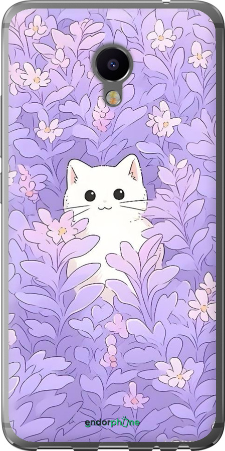 Силіконовий чехол Котик в цветах для Meizu M3e - 6390u-607 изображение 