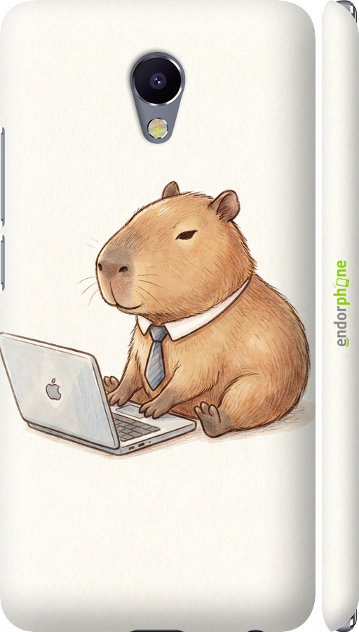 3D пластиковый матовый чехол Funny Capybara CEO Working для Meizu M5 Note - 6777m-447 изображение 
