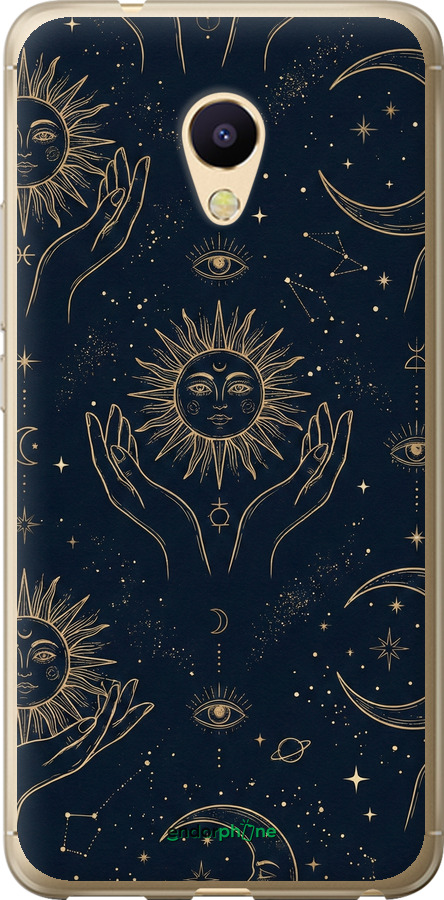 Силіконовий чехол Celestial Harmony: Sun & Moon Gold Mystic Pattern для Meizu M5s - 6778u-776 изображение 