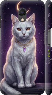 3D пластиковый матовый чехол Mystic White Cat Gothic Dark Purple Gold для Meizu M6s - 6805m-1364 изображение 