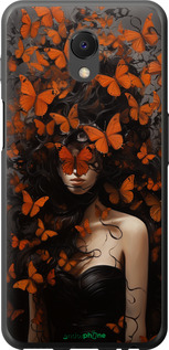 Силиконовый чехол Девушка с оранжевыми бабочками для Meizu M6s - 5941u-1364 изображение 