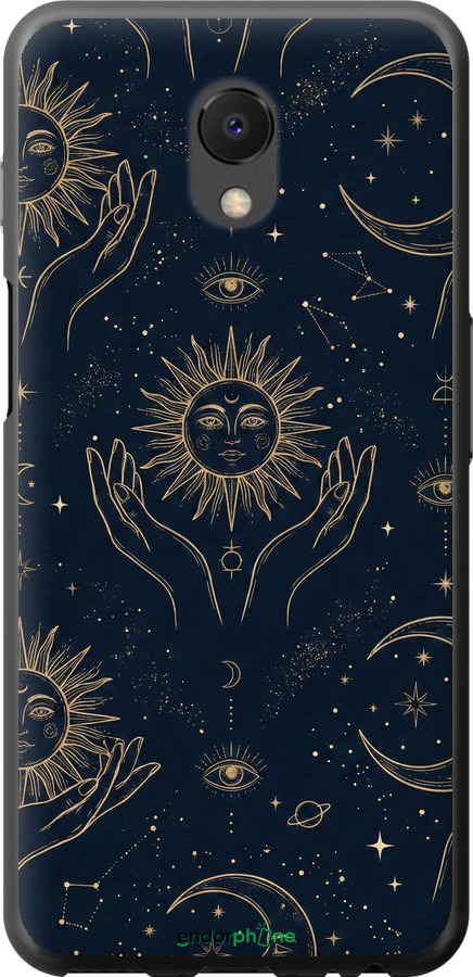 Силіконовий чехол Celestial Harmony: Sun & Moon Gold Mystic Pattern для Meizu M6s - 6778u-1364 изображение 