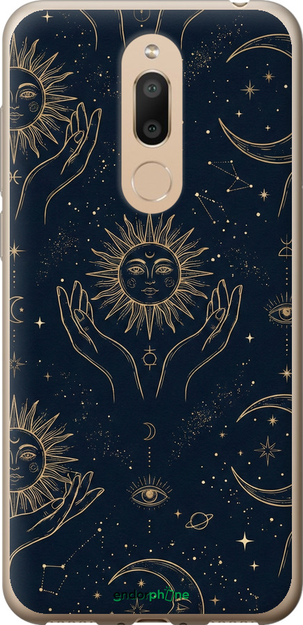 Силиконовый чехол Celestial Harmony: Sun & Moon Gold Mystic Pattern для Meizu M6T - 6778u-1536 изображение 