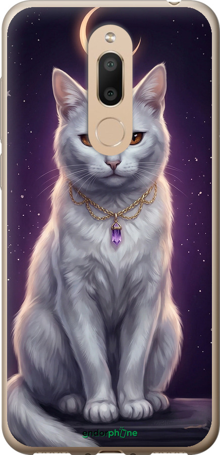 Силиконовый чехол Mystic White Cat Gothic Dark Purple Gold для Meizu M6T - 6805u-1536 изображение 