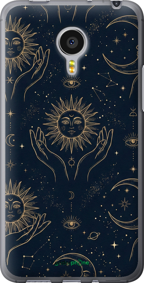 Силиконовый чехол Celestial Harmony: Sun & Moon Gold Mystic Pattern для Meizu MX4 PRO - 6778u-132 изображение 