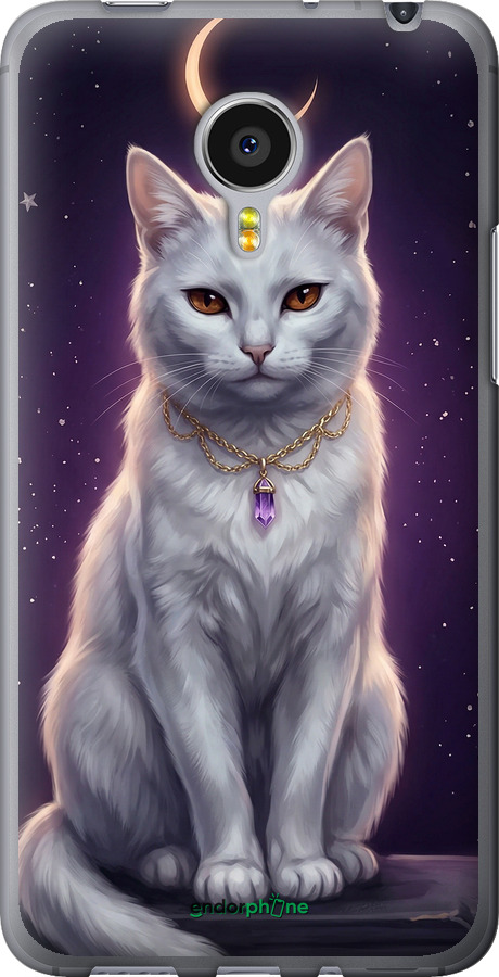 Силиконовый чехол Mystic White Cat Gothic Dark Purple Gold для Meizu MX4 PRO - 6805u-132 изображение 