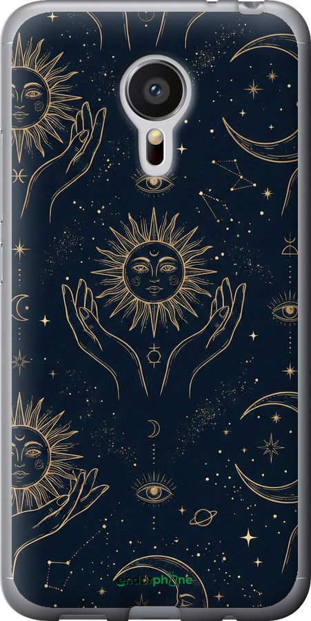 2D пластиковый чехол Celestial Harmony: Sun & Moon Gold Mystic Pattern для Meizu MX5 - 6778t-105 изображение 