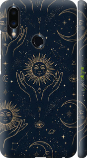 3D пластиковий матовий чехол Celestial Harmony: Sun & Moon Gold Mystic Pattern для Meizu Note 9 - 6778m-1689 изображение 