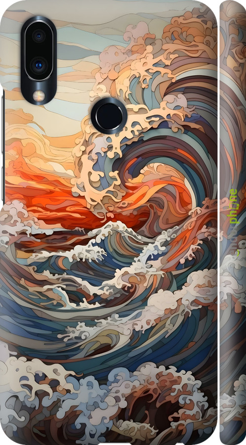 3D пластиковий матовий чехол Арт хвилі для Meizu Note 9 - 6324m-1689 изображение 