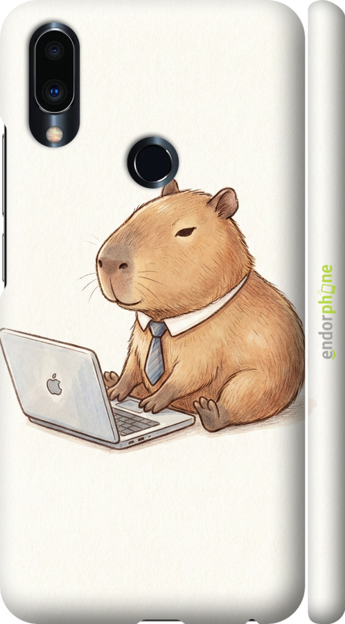 3D пластиковый матовый чехол Funny Capybara CEO Working для Meizu Note 9 - 6777m-1689 изображение 