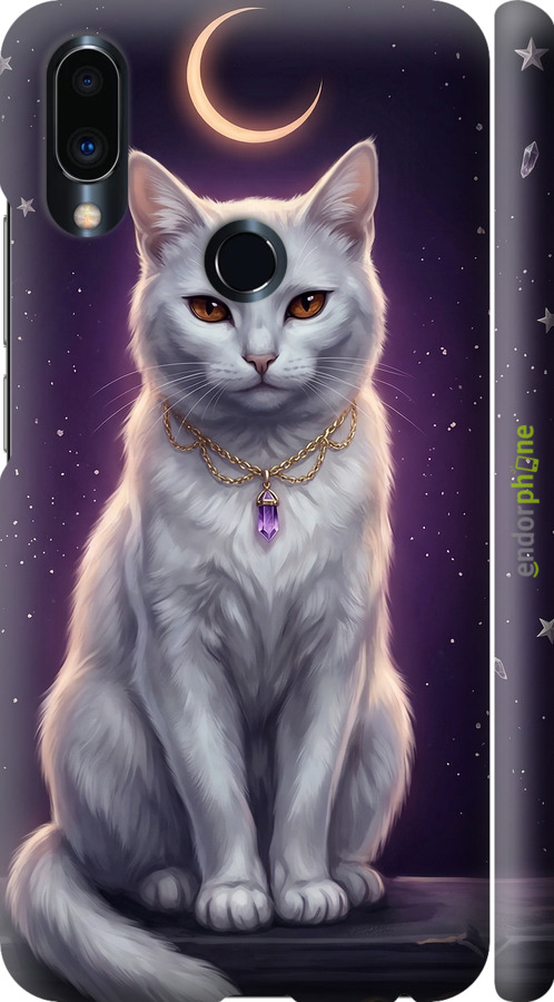 3D пластиковий матовий чехол Mystic White Cat Gothic Dark Purple Gold для Meizu Note 9 - 6805m-1689 изображение 
