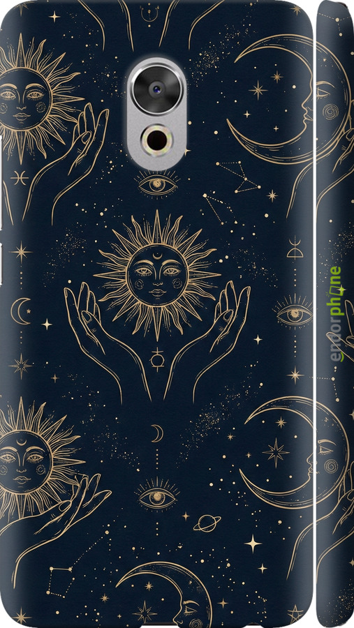 3D пластиковый матовый чехол Celestial Harmony: Sun & Moon Gold Mystic Pattern для Meizu Pro 6 Plus - 6778m-678 изображение 