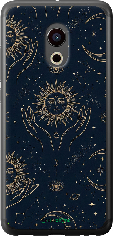2D пластиковый чехол Celestial Harmony: Sun & Moon Gold Mystic Pattern для Meizu Pro 6 - 6778t-293 изображение 