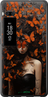 2D пластиковый чехол Девушка с оранжевыми бабочками для Meizu Pro 7 Plus - 5941t-1131 изображение 