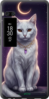 Силиконовый чехол Mystic White Cat Gothic Dark Purple Gold для Meizu Pro 7 Plus - 6805u-1131 изображение 