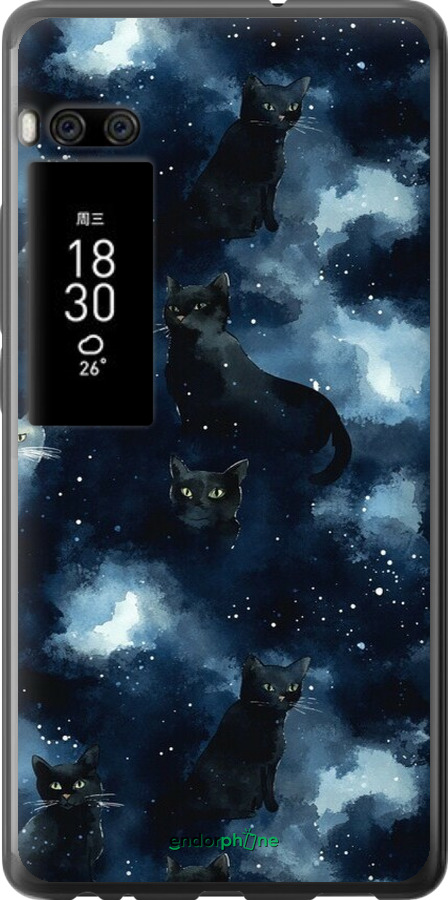 Силіконовий чехол Зображення котиків з темною аквареллю для Meizu Pro 7 - 6521u-1044 изображение 