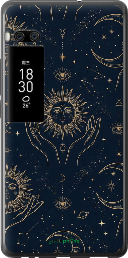 Силіконовий чехол Celestial Harmony: Sun & Moon Gold Mystic Pattern для Meizu Pro 7 - 6778u-1044 изображение 
