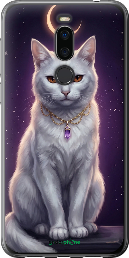 Силиконовый чехол Mystic White Cat Gothic Dark Purple Gold для Meizu X8 - 6805u-1601 изображение 