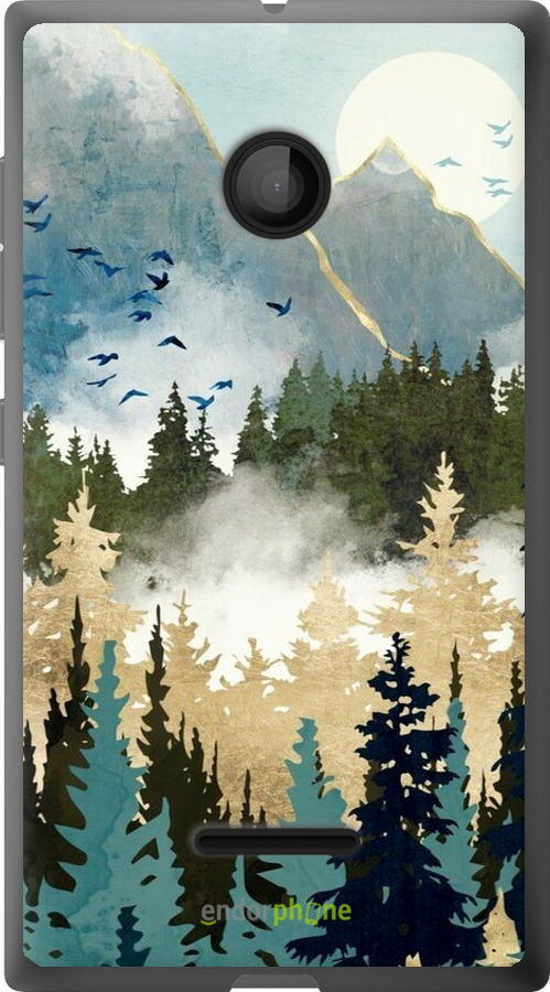 Силіконовий чехол Із зображенням лісового пейзажу для Microsoft Lumia 435 - 6548u-673 изображение 