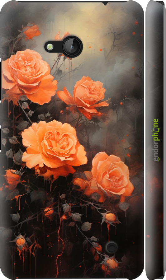 3D пластиковый глянцевый чехол Оранжевые розы для Microsoft Lumia 640 - 5944c-273 изображение 