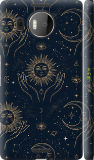 3D пластиковый глянцевый чехол 'Celestial Harmony: Sun & Moon Gold Mystic Pattern' для Microsoft Lumia 950 XL Dual Sim изображение 5