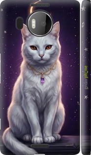 3D пластиковый глянцевый чехол Mystic White Cat Gothic Dark Purple Gold для Microsoft Lumia 950 XL Dual Sim - 6805c-407 изображение 