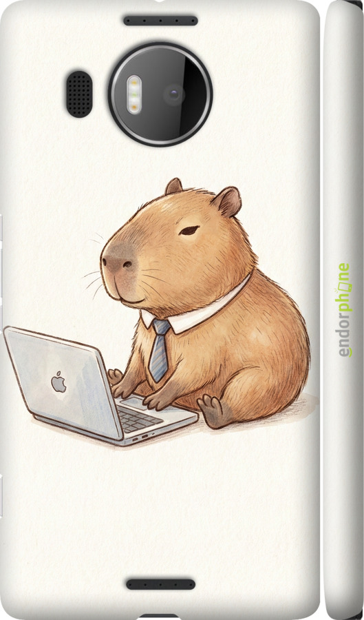 3D пластиковый глянцевый чехол Funny Capybara CEO Working для Microsoft Lumia 950 XL Dual Sim - 6777c-407 изображение 